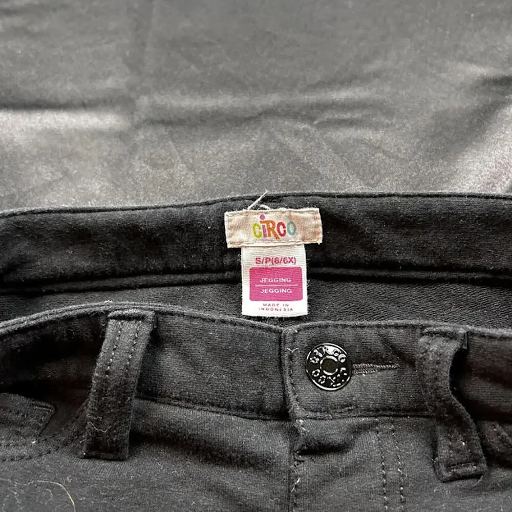 Circo Girls Pants‎ S/6Y Black Jean Style Adjustable Waist EUC
